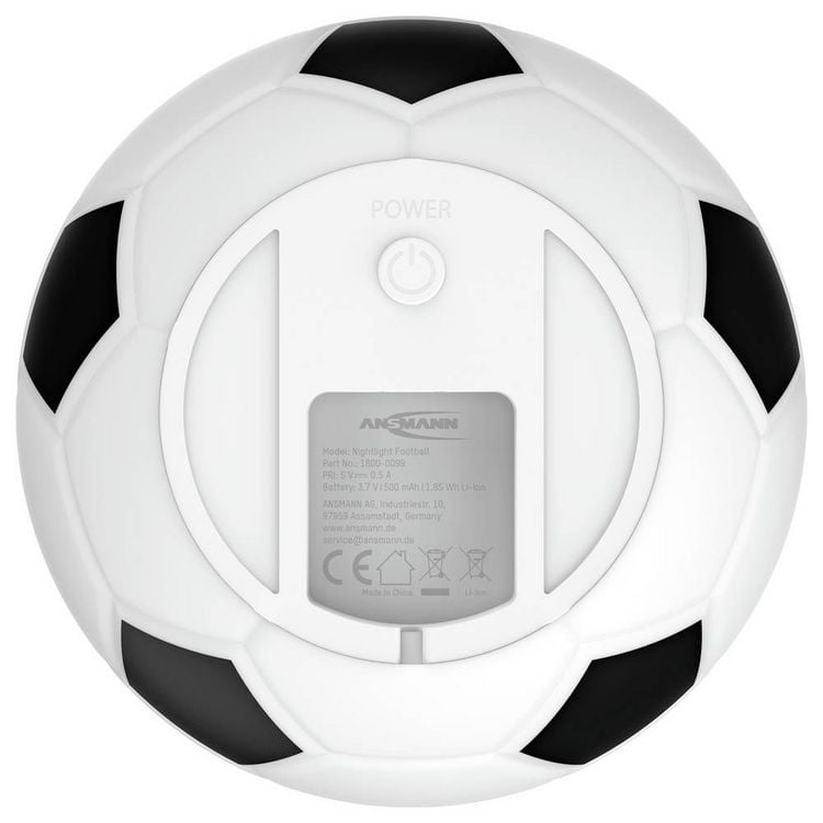 Produktbild: Ansmann LED-Silikonlicht Fu&szlig;ball wiederaufladbar 1800-0099 LED-Leuchtkugel, LED-Nachtlicht LED