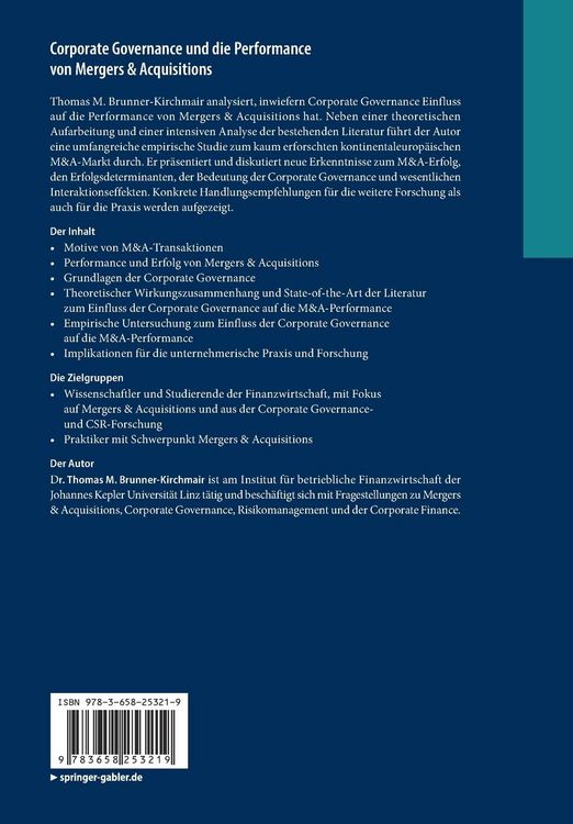Produktbild: Corporate Governance und die Performance von Mergers & Acquisitions