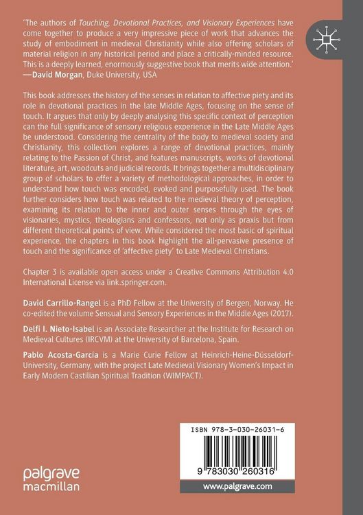 Produktbild: Touching, Devotional Practices, and Visionary Experience in the Late Middle Ages
