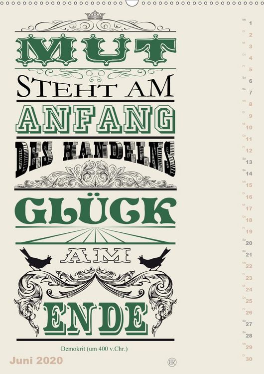 Produktbild: Die sch&ouml;nsten Lebensweisheiten Typo - Kalender (Premium, hochwertiger DIN A2 Wandkalender 2020, Kunstdruck in Hochglanz)