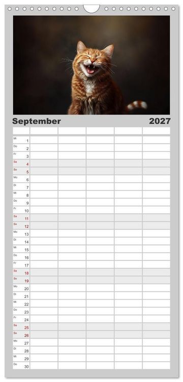Produktbild: Familienplaner 2027 - Auch Katzen lachen gern mit 5 Spalten (Wandkalender, 21 x 45 cm) CALVENDO
