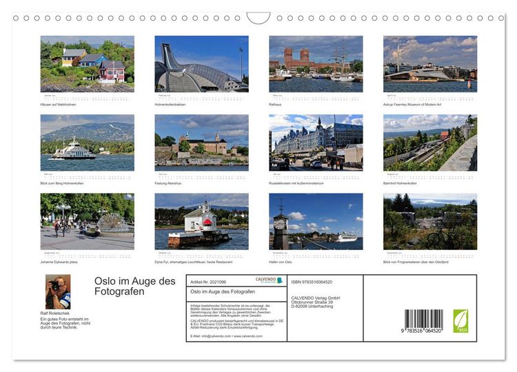 Produktbild: Oslo im Auge des Fotografen (Wandkalender 2026 DIN A3 quer), CALVENDO Monatskalender