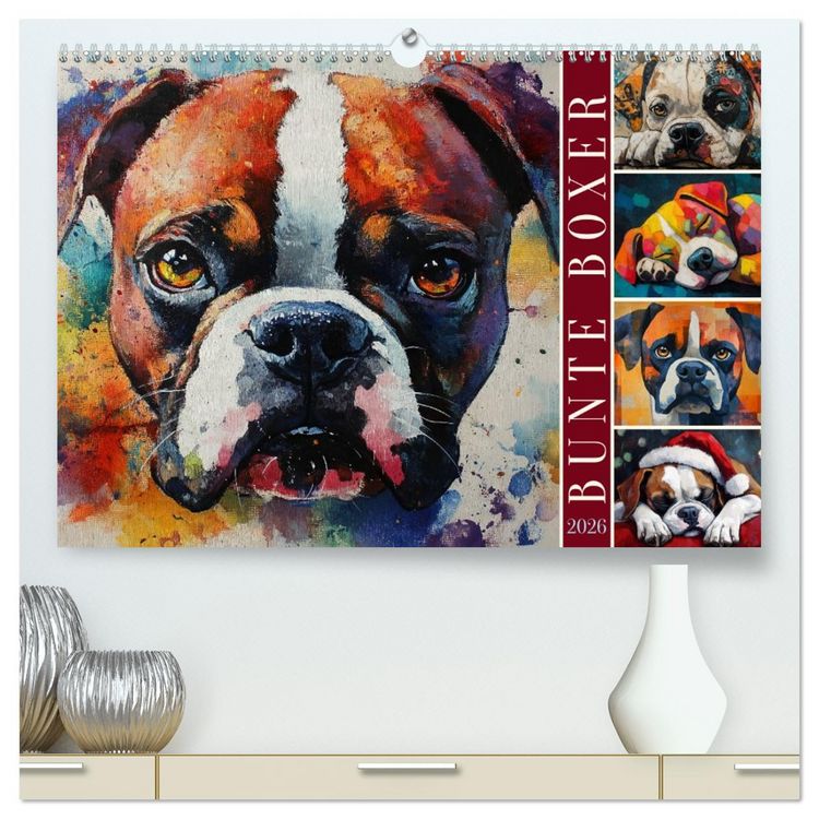 Produktbild: Bunte Boxer (hochwertiger Premium Wandkalender 2026 DIN A2 quer), Kunstdruck in Hochglanz
