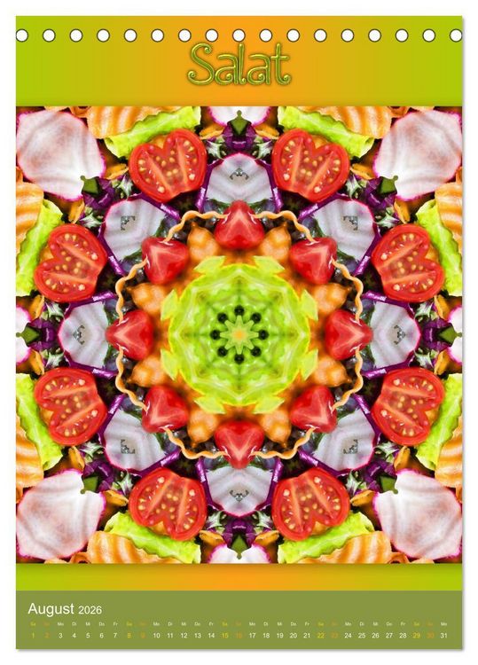 Produktbild: Kulinarische Mandalas (Tischkalender 2026 DIN A5 hoch), CALVENDO Monatskalender