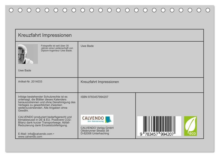 Produktbild: Kreuzfahrt Impressionen (Tischkalender 2026 DIN A5 quer), CALVENDO Monatskalender
