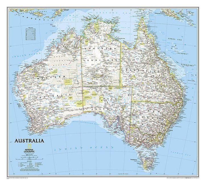Produktbild: National Geographic Australia Wall Map - Classic (30.25 X 27 In)