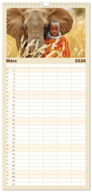 Produktbild: Familienplaner 2026 - Afrikas urt&uuml;mliche Sch&ouml;nheit mit 5 Spalten (Wandkalender, 21 x 45 cm) CALVENDO