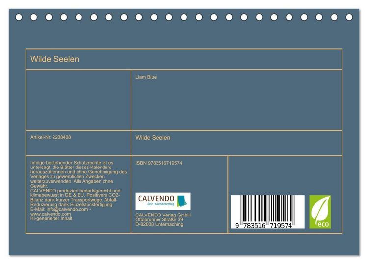 Produktbild: Wilde Seelen (Tischkalender 2026 DIN A5 quer), CALVENDO Monatskalender