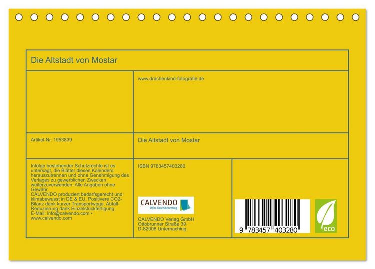 Produktbild: Die Altstadt von Mostar (Tischkalender 2026 DIN A5 quer), CALVENDO Monatskalender