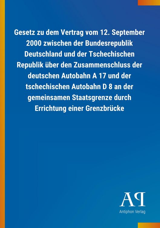 Produktbild: Gesetz zu dem Vertrag vom 12. September 2000 zwischen der Bu
