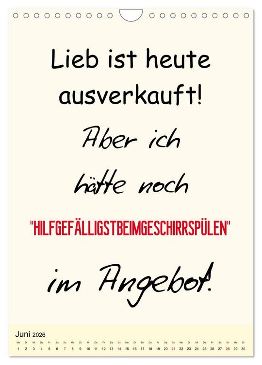 Produktbild: Spr&uuml;che-Kalender. Lustiges f&uuml;r die Familie! (Wandkalender 2026 DIN A4 hoch), CALVENDO Monatskalender