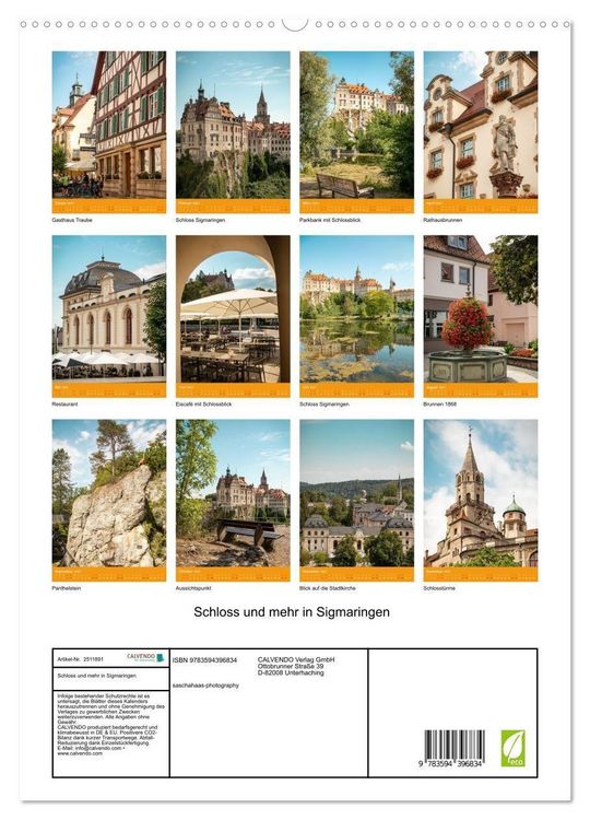 Produktbild: Schloss und mehr in Sigmaringen (hochwertiger Premium Wandkalender 2027 DIN A2 hoch), Kunstdruck in Hochglanz