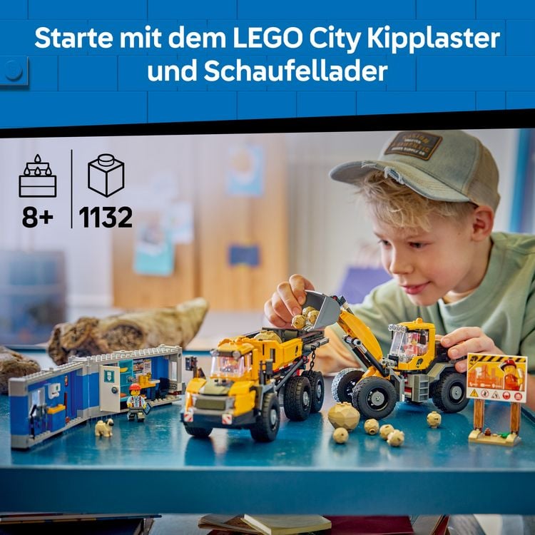 Produktbild: LEGO City 60494 Kipplaster und Schaufellader, Bau- und Spielset mit 2 Baufahrzeugen