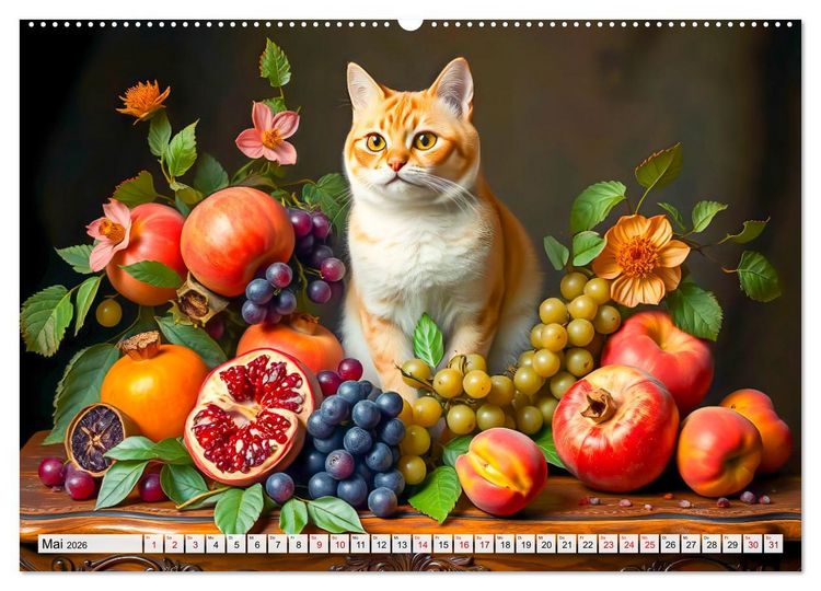 Produktbild: Klassische Katzenportr&auml;ts - Katzen in opulenten Stillleben (Wandkalender 2026 DIN A2 quer), CALVENDO Monatskalender