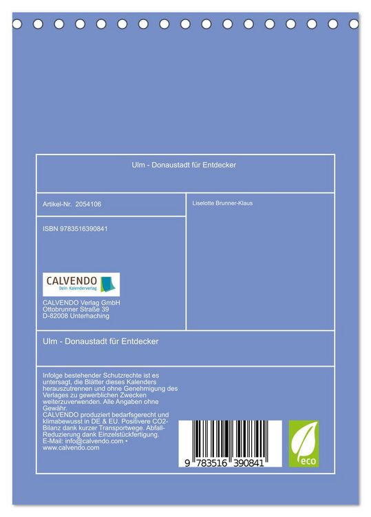 Produktbild: Ulm - Donaustadt f&uuml;r Entdecker (Tischkalender 2026 DIN A5 hoch), CALVENDO Monatskalender