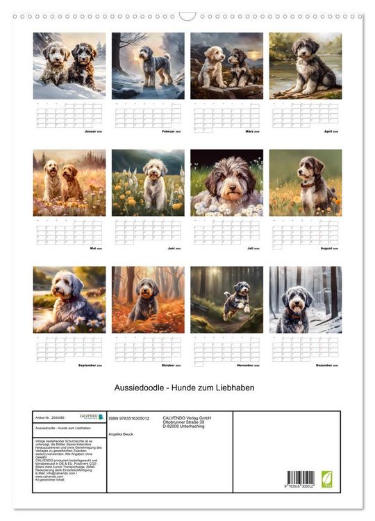 Produktbild: Aussiedoodle - Hunde zum Liebhaben (Wandkalender 2026 DIN A2 hoch), CALVENDO Monatskalender