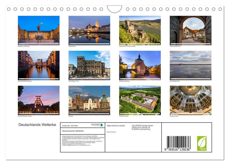 Produktbild: Deutschlands Welterbe (Wandkalender 2026 DIN A4 quer), CALVENDO Monatskalender