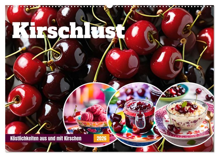 Produktbild: Kirschlust - K&ouml;stlichkeiten aus und mit Kirschen (Wandkalender 2026 DIN A2 quer), CALVENDO Monatskalender