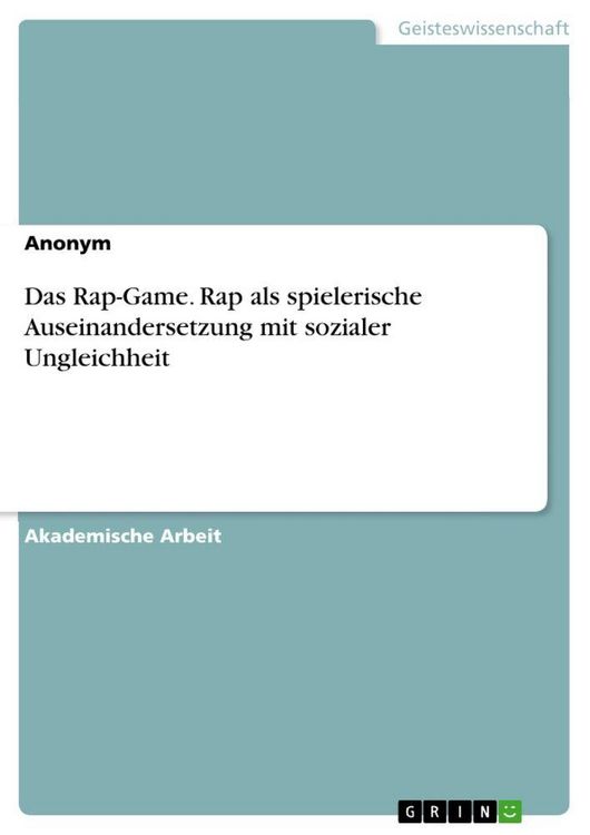 Produktbild: Das Rap-Game. Rap als spielerische Auseinandersetzung mit sozialer Ungleichheit
