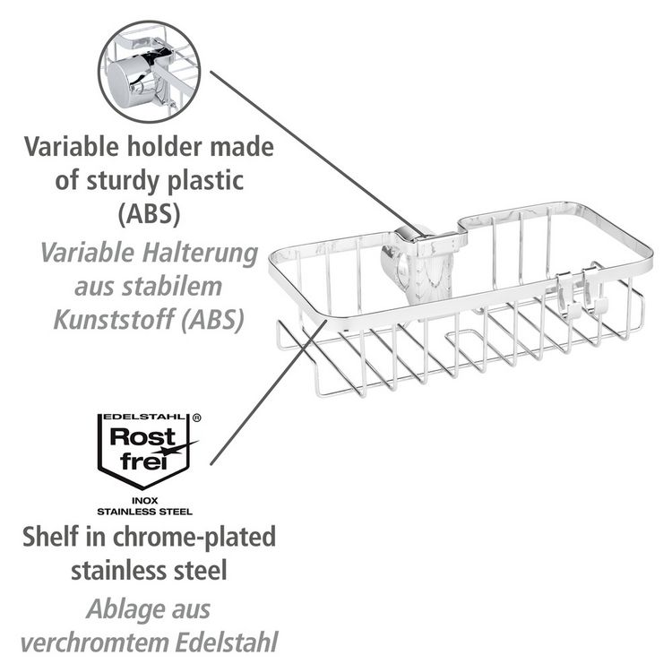 Produktbild: Duschstangencaddy Mod. Floresta Eckig, Anbringung ohne Bohren und Schrauben