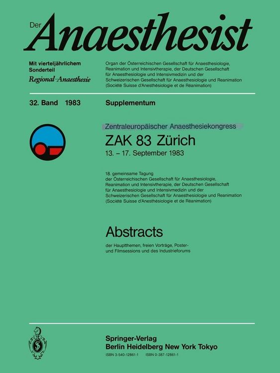 Produktbild: Zentraleurop&ocirc;ischer Anaesthesiekongress ZAK 83 Z&uuml;rich