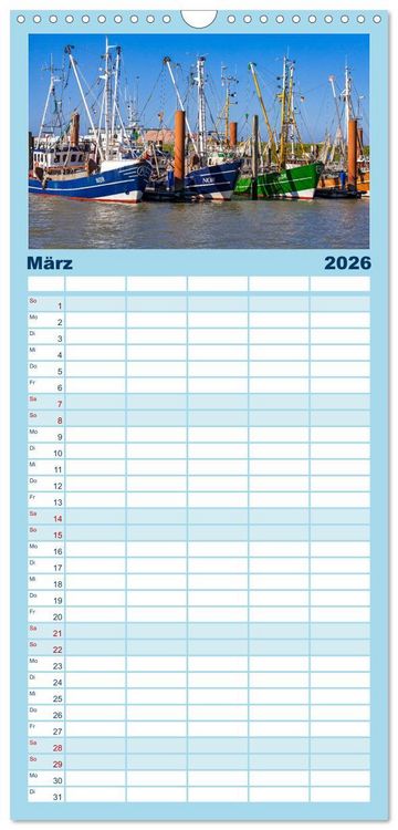 Produktbild: Familienplaner 2026 - Norden-Norddeich. Maritime Orte mit Flair mit 5 Spalten (Wandkalender, 21 x 45 cm) CALVENDO