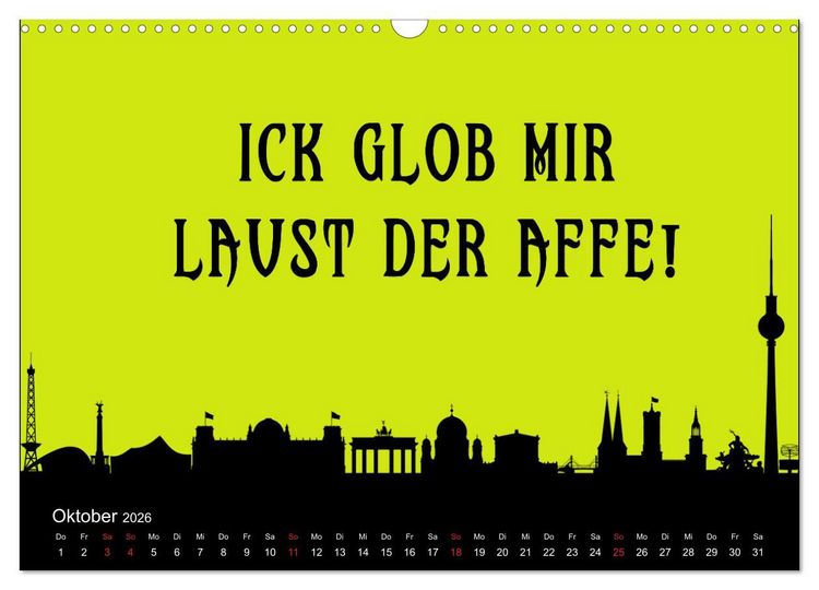Produktbild: Berliner Mundart (Wandkalender 2026 DIN A3 quer), CALVENDO Monatskalender