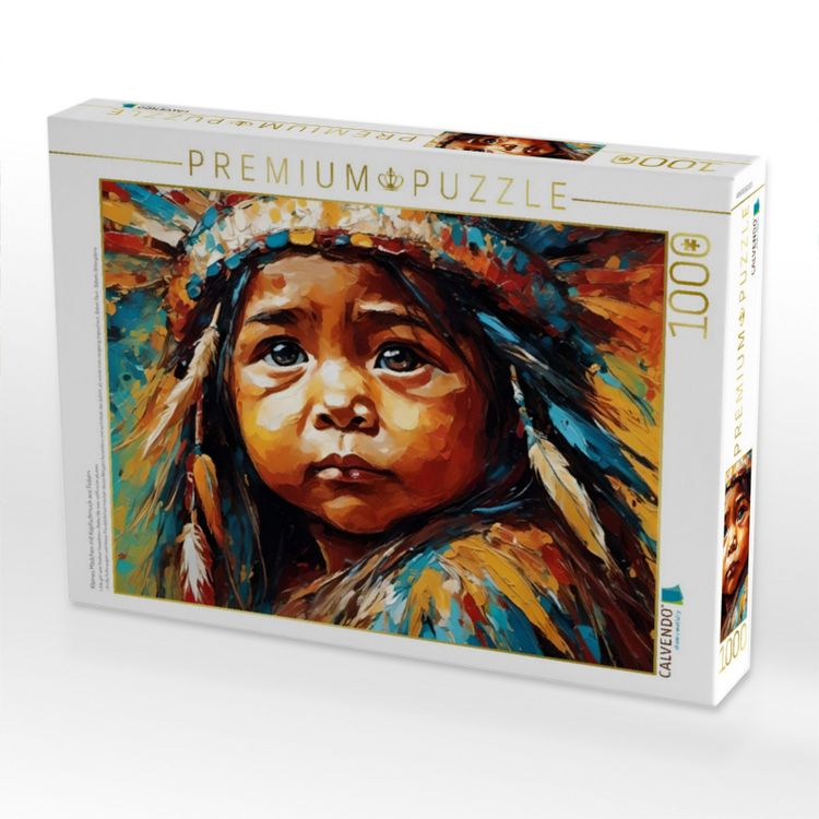 Produktbild: CALVENDO Puzzle Kleines M&auml;dchen mit Kopfschmuck aus Federn | 1000 Teile Lege-Gr&ouml;&szlig;e 64x48cm Foto-Puzzle f&uuml;r gl&uuml;ckliche Stunden