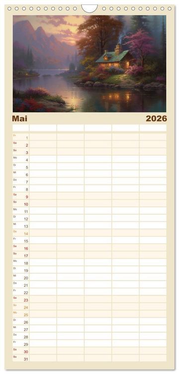 Produktbild: Familienplaner 2026 - Ein Haus in den Bergen mit 5 Spalten (Wandkalender, 21 x 45 cm) CALVENDO