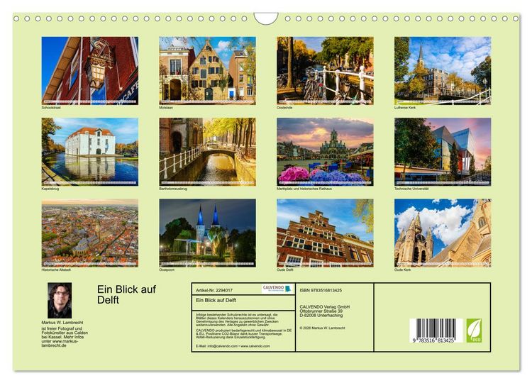Produktbild: Ein Blick auf Delft (Wandkalender 2027 DIN A3 quer), CALVENDO Monatskalender