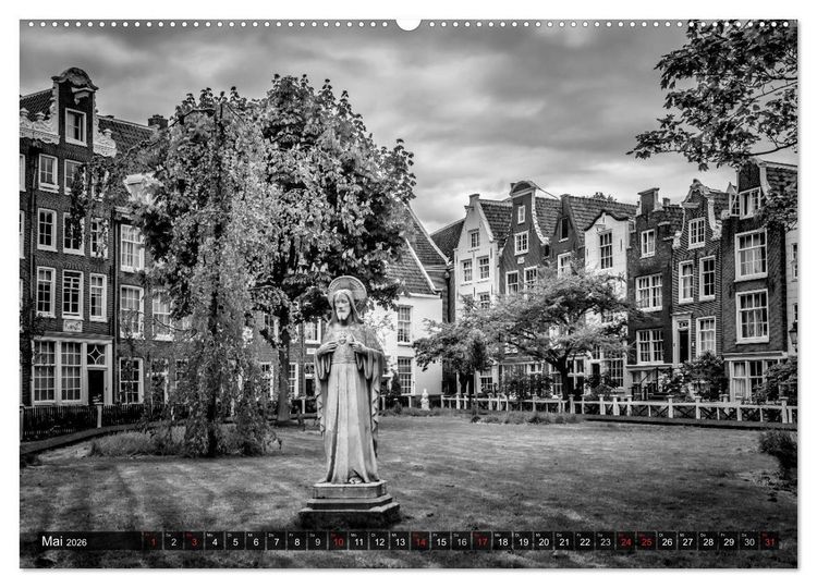 Produktbild: AMSTERDAM Stadtherz in Monochrom (Wandkalender 2026 DIN A2 quer), CALVENDO Monatskalender