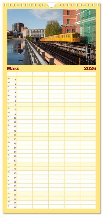 Produktbild: Familienplaner 2026 - Auf Gleisen durch Berlin mit 5 Spalten (Wandkalender, 21 x 45 cm) CALVENDO