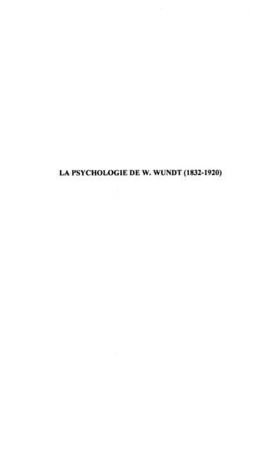 Produktbild: Psychologie de w. wundt (1832-1920) la