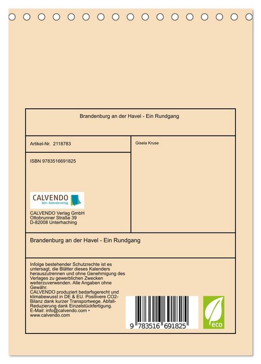 Produktbild: Brandenburg an der Havel - Ein Rundgang (Tischkalender 2026 DIN A5 hoch), CALVENDO Monatskalender
