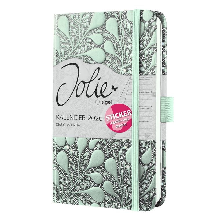 Produktbild: SIGEL J6360 Wochenkalender Jolie 2026, ca. A6, schwarz, hellgr&uuml;n