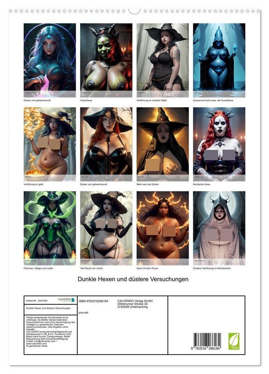 Produktbild: Dunkle Hexen und d&uuml;stere Versuchungen (hochwertiger Premium Wandkalender 2026 DIN A2 hoch), Kunstdruck in Hochglanz