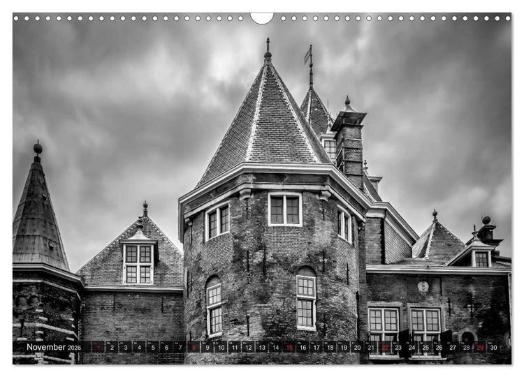 Produktbild: AMSTERDAM Stadtherz in Monochrom (Wandkalender 2026 DIN A3 quer), CALVENDO Monatskalender