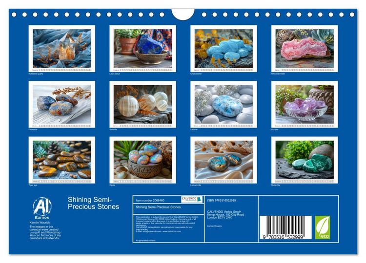 Produktbild: Shining Semi-Precious Stones (Wall Calendar 2026 DIN A4 landscape), CALVENDO 12 Month Wall Calendar
