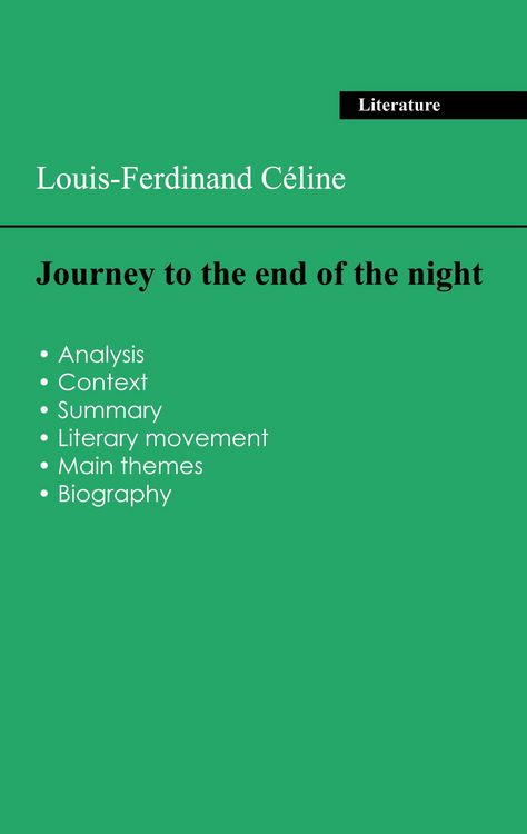 Produktbild: Succeed all your 2026 exams: Analysis of the novel of Louis-Ferdinand C&eacute;line's Journey to the end of the night