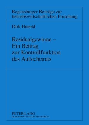 Produktbild: Residualgewinne &ndash; Ein Beitrag zur Kontrollfunktion des Aufsichtsrats