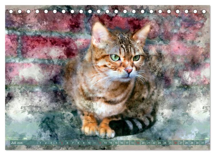 Produktbild: Katzenkalender mausgemalt (Tischkalender 2026 DIN A5 quer), CALVENDO Monatskalender