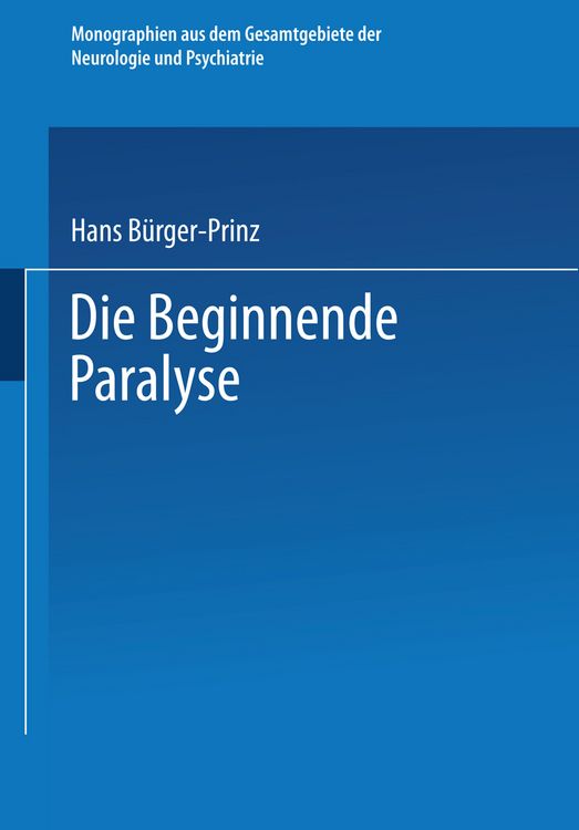 Produktbild: Die Beginnende Paralyse
