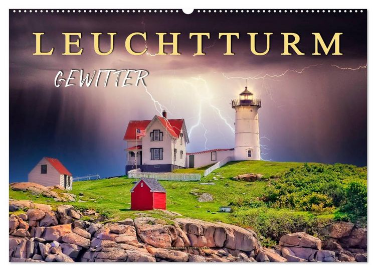 Produktbild: Leuchtturm Gewitter (Wandkalender 2026 DIN A2 quer), CALVENDO Monatskalender