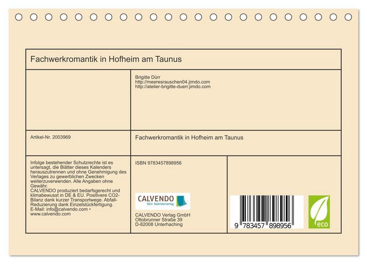 Produktbild: Fachwerkromantik in Hofheim am Taunus (Tischkalender 2026 DIN A5 quer), CALVENDO Monatskalender