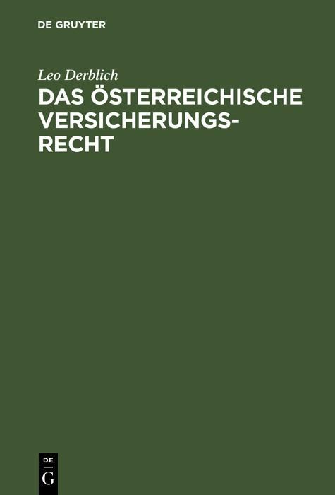 Produktbild: Das &ouml;sterreichische Versicherungsrecht
