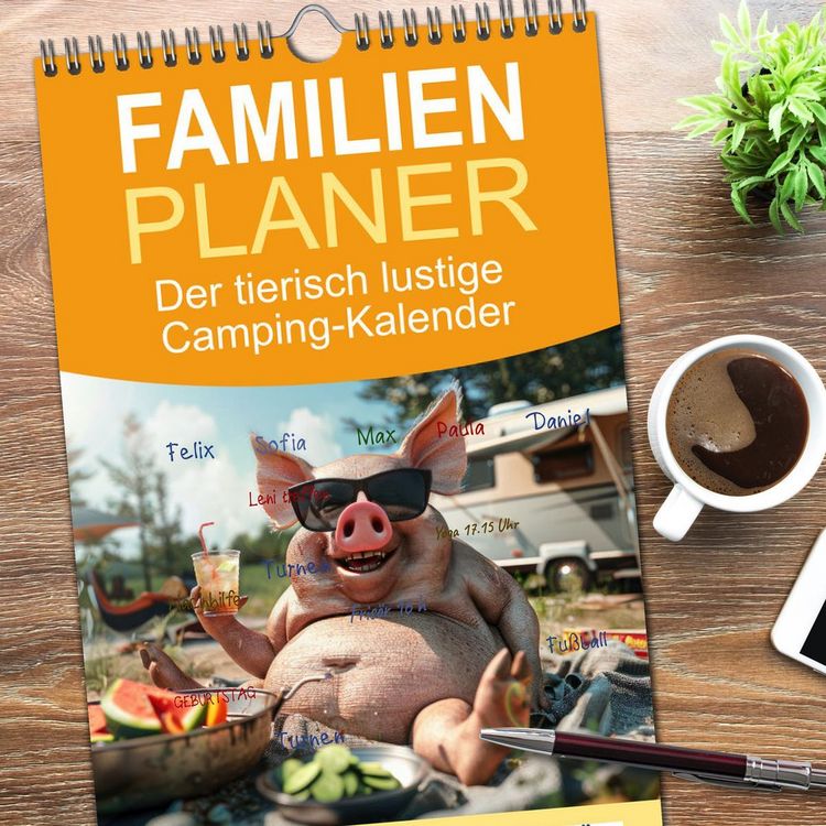Produktbild: Familienplaner 2026 - Der tierisch lustige Camping-Kalender mit 5 Spalten (Wandkalender, 21 x 45 cm) CALVENDO