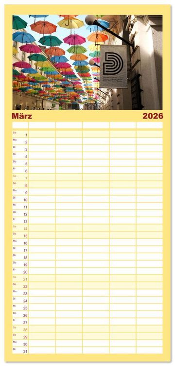 Produktbild: Familienplaner 2026 - Streifz&uuml;ge durch das Banat mit 5 Spalten (Wandkalender, 21 x 45 cm) CALVENDO