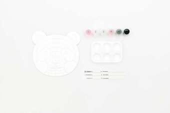 Produktbild: Malen nach Zahlen Set, Panda,, Inhalt: 1 Malkarton, 6 Acrylfarben f&uuml;r ein Motiv, 3 Pinsel, 1 Malpalette