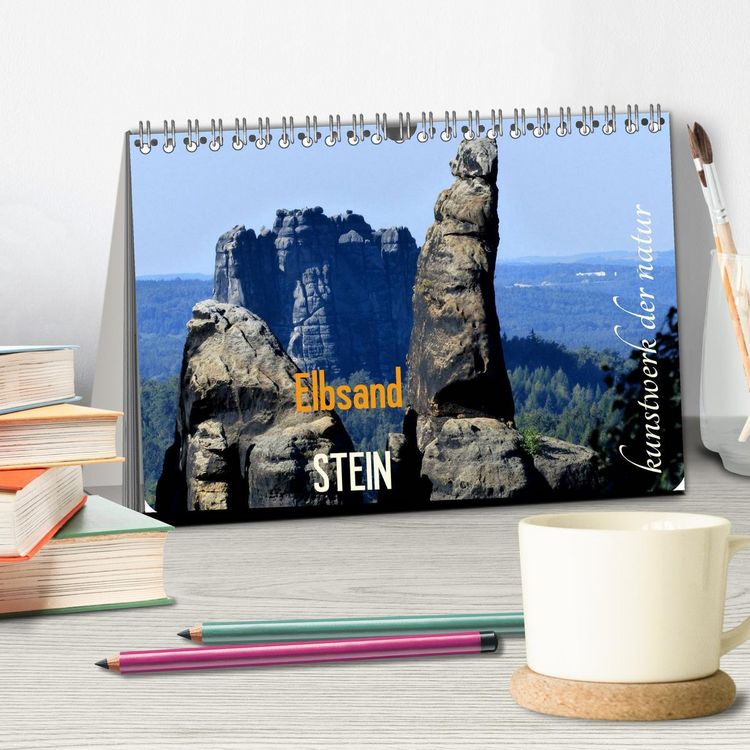 Produktbild: ElbsandSTEIN, kunstwerk der natur (Tischkalender 2026 DIN A5 quer), CALVENDO Monatskalender