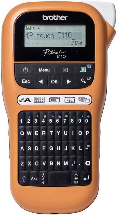 Produktbild: Brother P-touch E110 Beschriftungsger&auml;t Geeignet f&uuml;r Schriftband: TZe 3.5 mm, 6 mm, 9 mm, 12 mm
